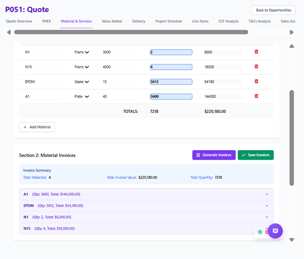 Material & Services Module