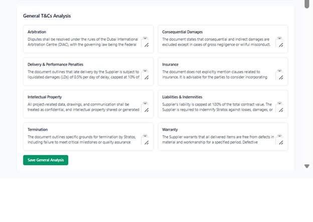T&Cs Analysis Interface